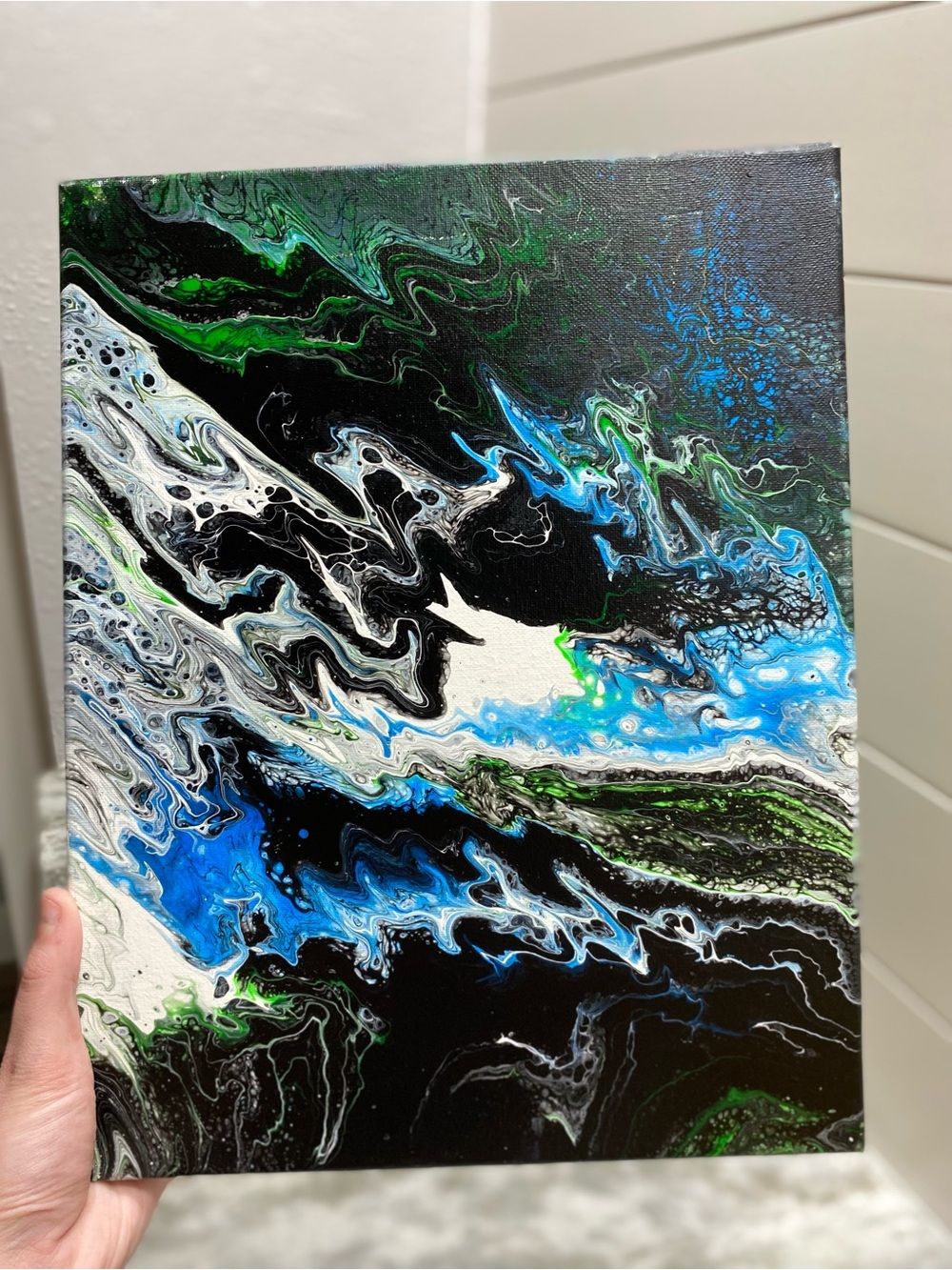 Abstract Neon Blue and Green BLACKLIGHT Art